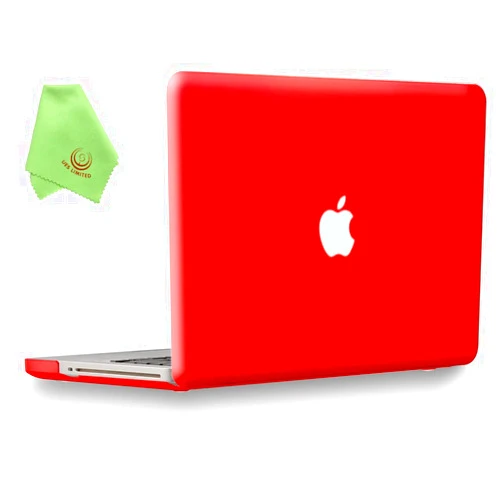 UESWILL Smooth Soft-Touch Matte Frosted Hard Shell Case Cover for MacBook Pro 13 inch with CD-ROM (Non-Retina)(Model: A1278)+ Microfibre Cleaning Cloth, Red