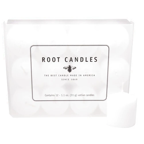 Root Candles 10-Hour Unscented Beeswax Blend Votive Candles, 12-Count, White