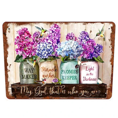 ILUB Tin Signs - My God That is Who You are Motivational Iron Poster Wall Poster Plaque for Home Kitchen Bar Coffee Shop Christmas Painting Metal Tin Sign 8x12 Inch