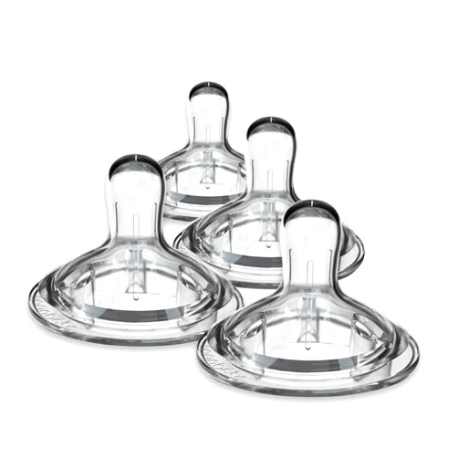 NANOBÉBÉ Nanobebe Nipples Baby Bottle Nipples, Silicone Nipple, Triple Vented, Ready to Use, 4-Pack, Medium Flow