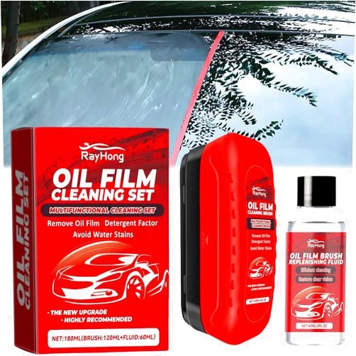 FACECOI Compositiont.Com Glass Cleaner, Automotive Oil Film Cleaning Brush, Athartle Window Cleaner, Glass Cleaner (1SET)
