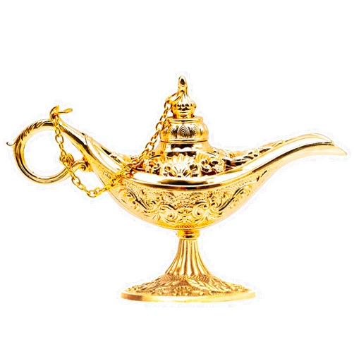 Inheming Gold Aladdin Lamp Small Ornaments, Legend Aladding Magic Genie Lamp Wishing Light Decoration, Costume Props Home Crafts Decor Birthday Christmas Gift