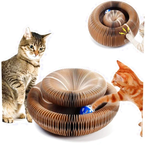 URSKTM Kitty Kurlz Cat Toy, Magic Organ Cat Scratcher Board with a Ball, Multi-Shape Kitty Kurls Cardboard Cat Toy, Interactive Cat Toys for Indoor Cats for Puzzle Exercise, 1 Pack