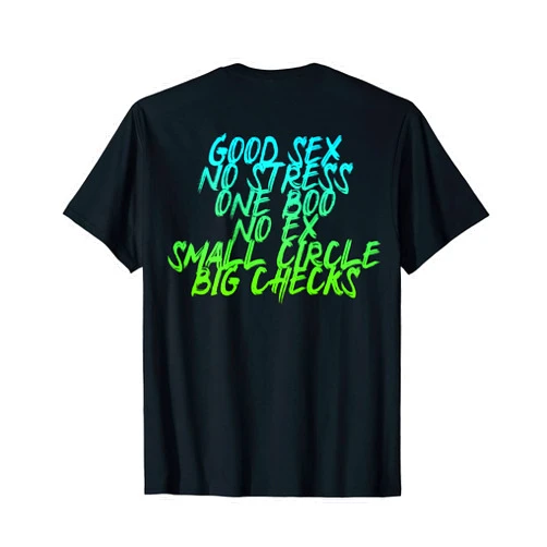 Lustige Kult Sprüche Good Sex No Stress Designs Good Sex No Stress One Boo No Ex Small Circle - Back Motif T-Shirt