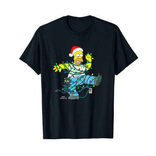 The Simpsons Holiday Homer Simpson Christmas Lights Tangle T-Shirt