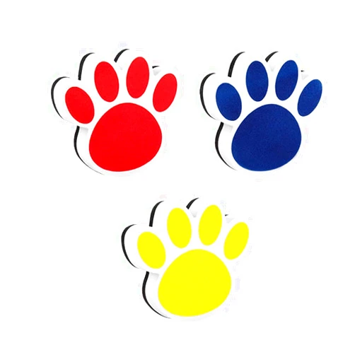 OPTSPTOY 3PCS Magnetic Dry Erasers, Mini Footprint Whiteboard Eraser, Thick Felt Bottom Surface Glass Blackboard Duster, Animal Pattern Wiper for Classroom, Home, Office, Chalkboard Cleaner (Blue+Red+Yellow)