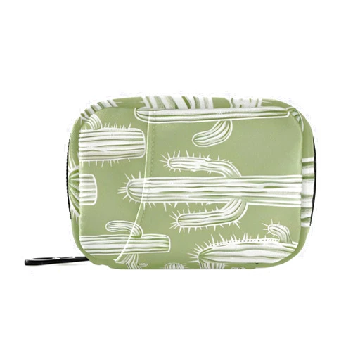 xigua Cactus Pill Case 7-Day Travel Pill Organizer Box with Zipper Closure for Vitamins, Medication and Supplements