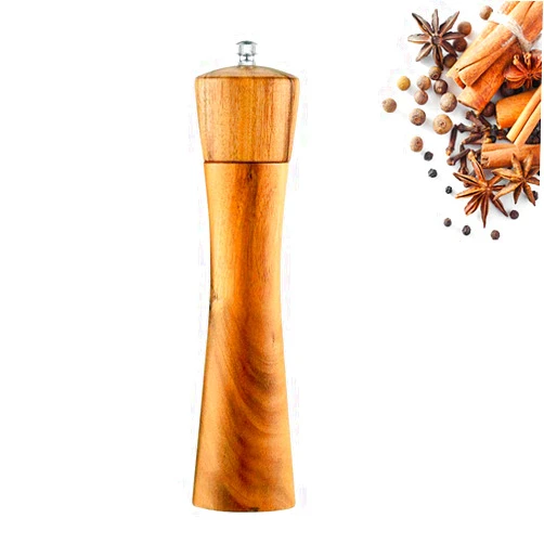 Noryee Wood Salt and Pepper Grinder Mill - Noryee Manual Wooden Salt Grinder Pepper Mill Shakers Refillable with Adjustable Coarseness Ceramic Rotor - 8.5 Inch (1 Pack)