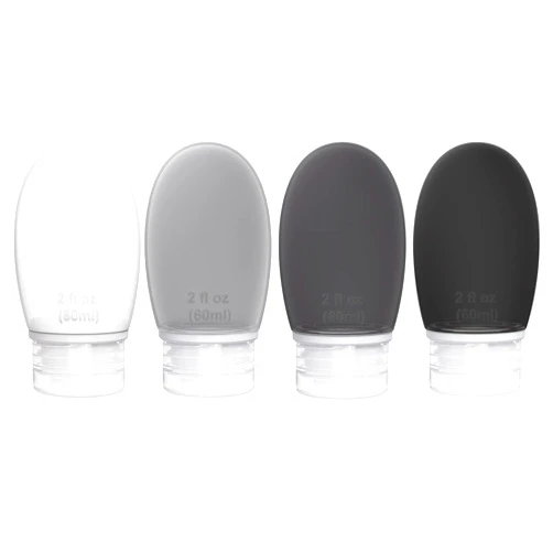 Imuviy Silicone Travel Bottles for Toiletries TSA Approved Travel Size Containers Set 4 Pack Portable Leak Proof Refillable Cosmetic Squeeze Bottles Shampoo Hair Conditioner Body Lotion Bath Shower Gel