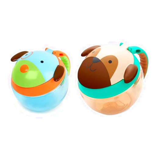 Skip Hop Baby Snack Container Dog and Pug Zoo Snack Cups, Set of 2