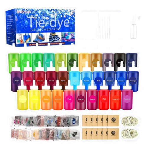 MojiDecor 32 Color Tie Dye Kit, Permanent Fabric Dye Kit for Kids, Adults, Large Group Handmade Party Activity, All-in-one Neon Tie Dye Kit