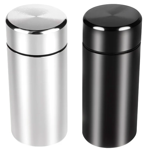 Dimeho Aluminum Storage Jar, 2pcs Portable Airtight Smell Proof Container Metal Waterproof Small Bottle Multipurpose Container for Spices, Coffee & Teas (40 ml Silver/Black)
