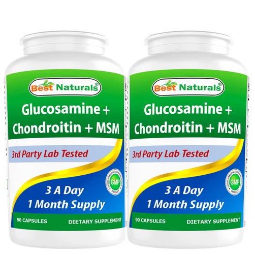 Best Naturals, Glucosamine Chondroitin MSM Supplements, 2600 mg per serving, 90 Capsules (90 Count (Pack of 2))