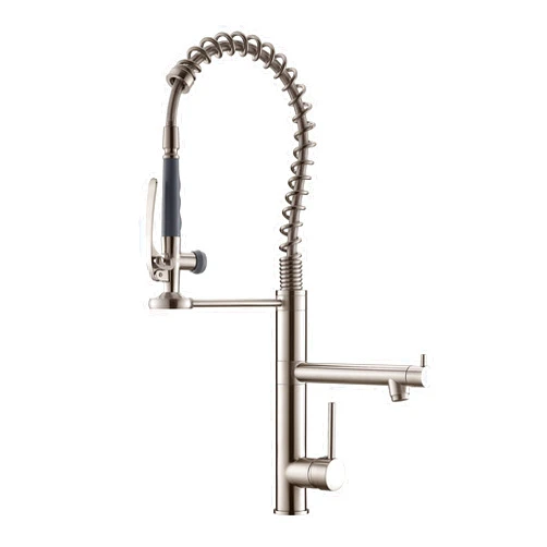 AIMADI Commercial Kitchen Faucet with Pull Down Sprayer,AIMADI Modern Single Handle High Arch Pre-Rinse Spring Kitchen Sink Faucet,Brushed Nickel