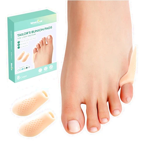 Welnove Tailor's Bunion Corrector Pads - 8 Pack Pinky Toe Protector, Bunion Corrector with Separator for Women Men, Gel Bunion Shield for Foot Pain Relief, Beige(Regular Pads)