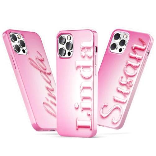 DUCHUCASE Custom Name Text Personalized Phone Cases Style Shining Pink Gift Cute Customized Gifts for Girls Boy Dad Mom Son Phone Cover Compatible with iPhone 16 15 14 12 13 11 X Pro Max Plus Mini