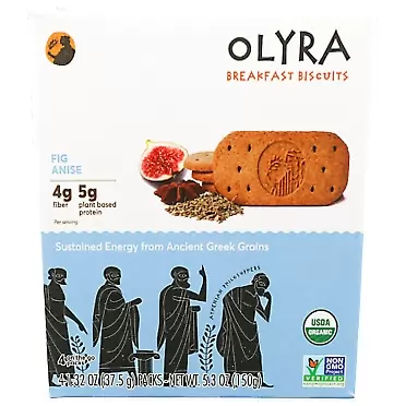 Olyra Breakfast Biscuits, Fig Anise, 5g Plant Based Protein, 4g Fiber, USDA Certified Organic, Non-GMO, 5.3 Ounce (Pack of 6)
