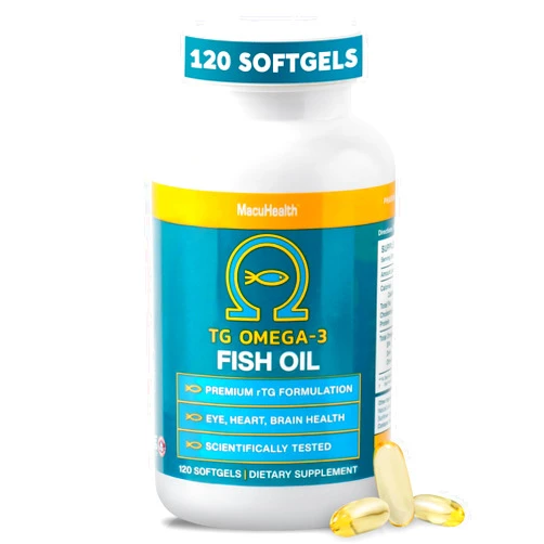 Macuhealth Omega 3 Fish Oil - 1100mg DHA, 1100mg EPA, Eye & Brain Health Supplement, Triglyceride Formula, 120 Softgels