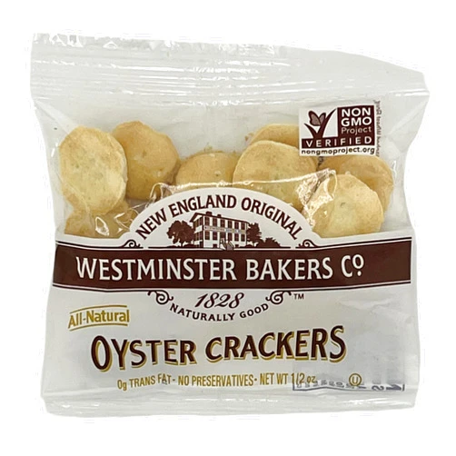 NSRONE New England Natural Bakers - Westminster Bakers Oyster Crackers Individual Packages - 40 Count (0.5 Ounce Each) - Oyster Crackers for Soup - With NSR One Bamboo Mini Spoon