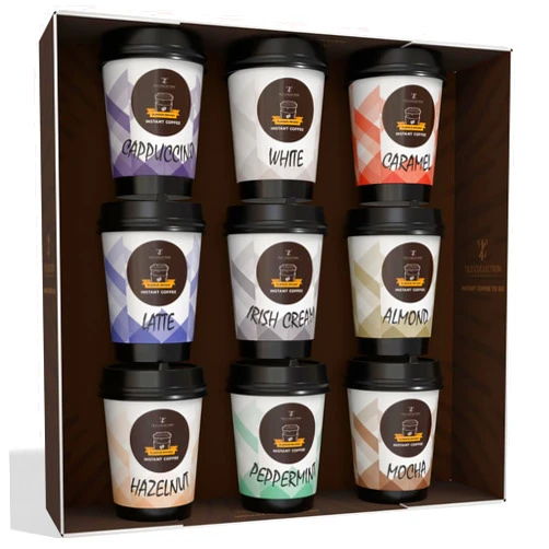 TILZ COLLECTION Coffee Gift Set - Instant Coffee Hamper, Coffee Gifts For Men, 9 Flavoured Coffee Cup Travel Cup, Mens Gifts For Christmas Instant Coffee Gift Set For Women, Christmas Gifts For Women,