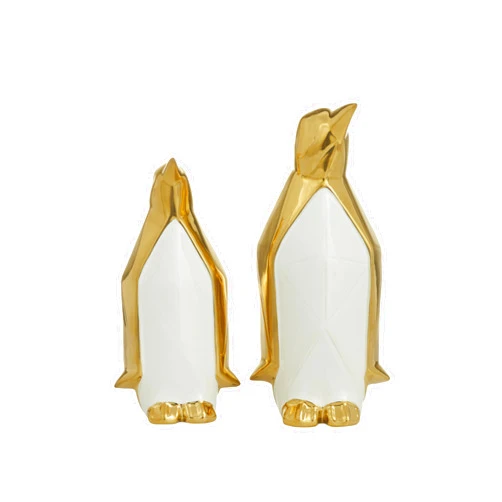 CosmoLiving by Cosmopolitan Deco 79 Porcelain Ceramic Penguin Decorative Sculpture Home Decor Statues, Set of 2 Accent Figurines 11