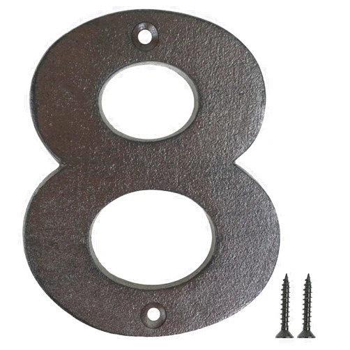 Fitous 4.9 Inch High Vintage Cast Iron House Number Outsider, Solid Home Address Numbers, Unique Sandbrushed Finish with Individual Irregular Handcraft Antique Black Look.Number-8