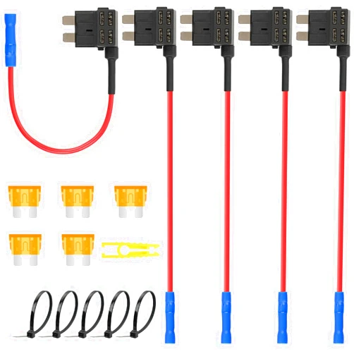 GOODSEN 5 Pack Standard Fuse Tap with 5Amp Blade Fuse(ATO/ATC), 5 Zip Ties and Fuse Puller Tool, 12V Add-a-Circuit Fuse Tap Adapter for Car/RV/Truck/SUV/Boat