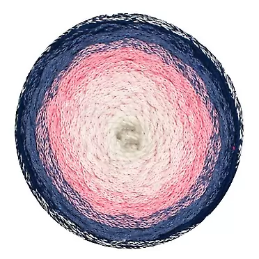 Filip Fil Twist Macrame Cake Ball Cotton Polyester Gradient Multi Color 8.8oz, 273yds (Navy & Pink)