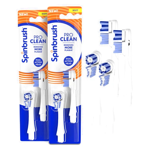 Arm & Hammer Spinbrush New PRO Clean Replacement Heads, Electric Toothbrush Refills, Soft Bristles, 4 Count