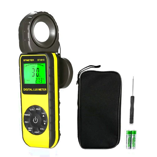 BTMETER BT-881D Digital Illuminance Light Meter, Measure Lights 0.01~400,000 Lux (0.01~40,000 FC) Foot Candles Luxmeter with 270º Rotated Sensor for Plants LED Lights Indoor Outdoor Light Tester
