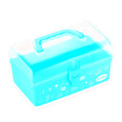 Funtopia Plastic School Supply Box, Art and Craft Storage Box, Tool Box for Kids, Children, Storage Container and Case with Latch and Handle, Perfect for Craft Items, Toys, Stationery and More - Blue
