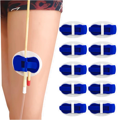 HNYG Statlock Catheter Holder,Catheter Stabilization Device,Catheter Urinary Leg Bag Legband Holder Sticker,Adhensive Catheter Leg Strap Hook and Loop,Catheter Supplies (10 Pack Blue)