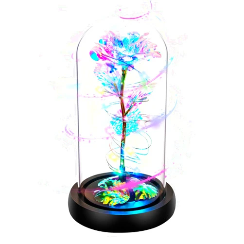 Childom Rotating Valentines Day Gifts for Her,Birthday Gifts for Women,Valentines Rose Flower,Light Up Rose in Glass Dome,Spinning Colorful Artificial Preserved Flowers Gifts for Mom,Wife,Anniversary