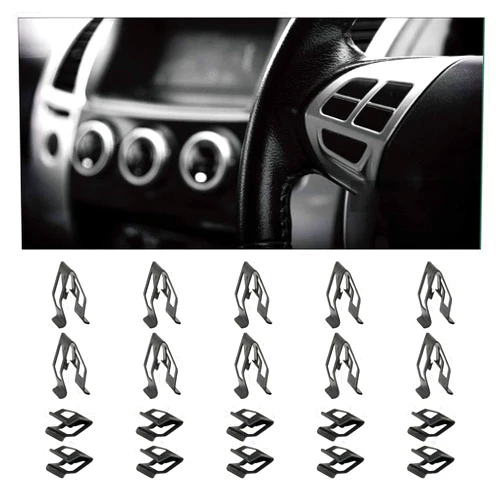 GLSOWEE 20PCS Car Metal Retainer Clips, Front Console Dashboard Metal Retainer, Car Console Trim Retainer Clip, Automotive Universal Dashboard Retainer Replacement Interior Accessories (Black)