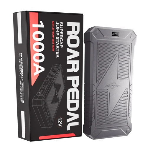 Roar Pedal Super Capacitor Jump Starter, No Need Pre-Charge No Battery 12V Portable Car Jump Starter for All 12V Gas and Diesel Car, Portable Jump Box with Display