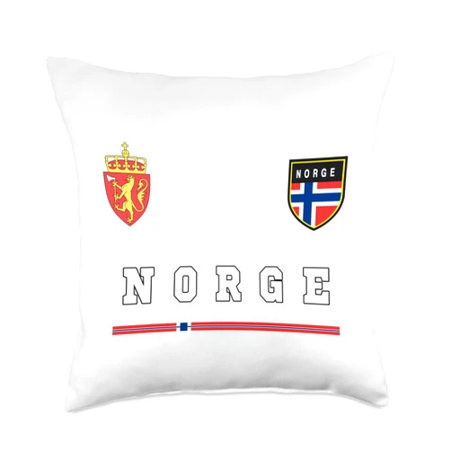 Norge National Pride Norwegian T-shirts Tees Norge T-Shirt Sport/Soccer Jersey Tee Flag Football Oslo Throw Pillow, 18x18, Multicolor
