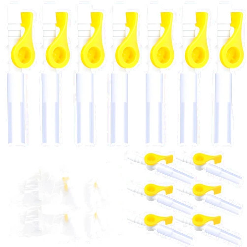 Threlaco 15 Pack Catheter Valve Individually Package Urine Drainage Catheter Bag Valves with Smooth Edges and Silicone Tubing Silicone Catheter Extension Tubing