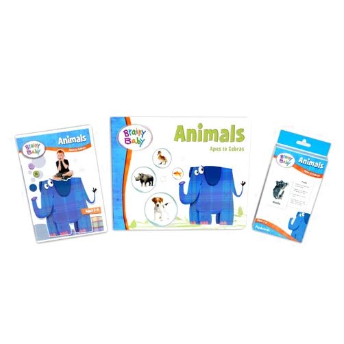 Brainy Baby Animals Apes to Zebras Deluxe Edition - DVD, Board Book and Flashcards: Set of 3