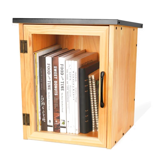 Exttlliy Outdoor Library Outdoor Book Box Storage Small Wooden Cabinet Little Literature Box for Neighborhoods Community and Schools Sharing Books, Flyers, Newspapers, Food and Art (A)