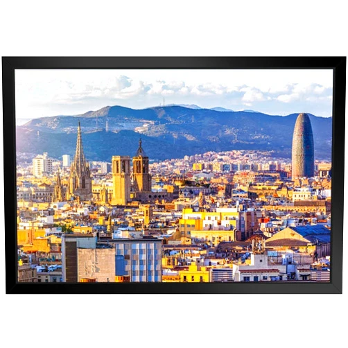 Poster Foundry Barcelona Spain City Skyline At Sunset Photo Black Wood Framed Wall Art 20x14