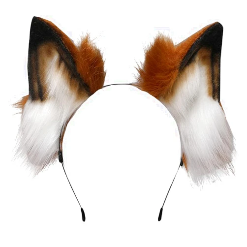 VIGVAN Handmade Wolf Fox Ears Animal Cosplay Cute Head Accessories for Halloween (Brown)