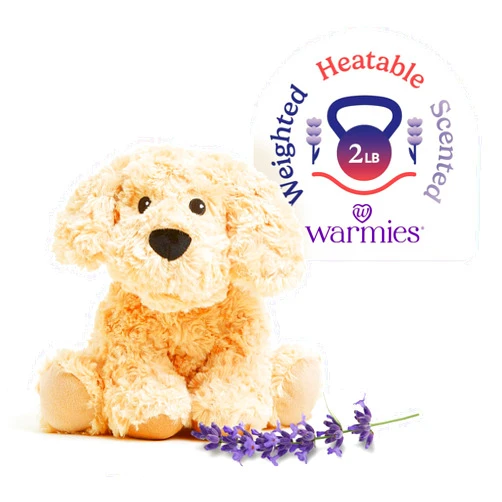 warmies Microwavable & Weighted Stuffed Animals, Golden Dog - Heated Stuffed Animal Plushie for Warmth & Comfort - Cute Soft Plush Toys for Boys, Girls, Babies & Toddlers