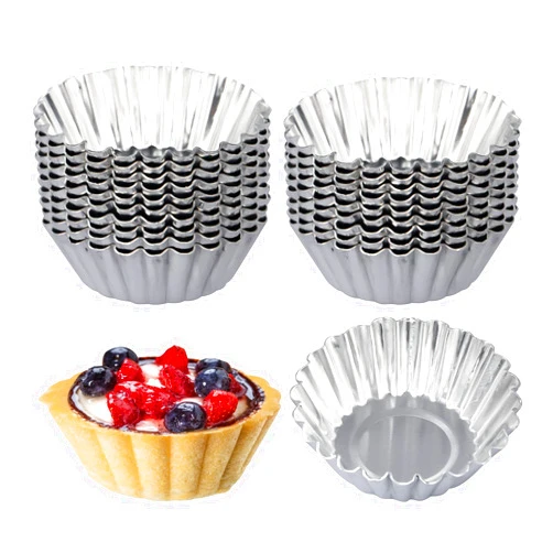 ISKYBOB 20 Pack Egg Tart Aluminum Cupcake Cake Cookie Mold Tin Reusable Baking Tool Baking Cups (L)