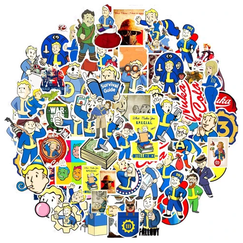 YIRFEIKRER Fallout Stickers Pack,110Pcs 2-3inch Water Bottle Stickers,Cool Game Vinyl Stickers for Toddlers,Sticker Pack for Teens Party Favors,Waterproof Bulk Stickers for Kids Classroom Prizes