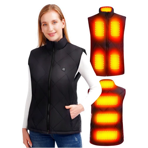 HEATEDTEK Women Heated Vest - Lightweight Heating Jacket Vest, 8pcs Heating Pads, 3 Temperature Control (Without Battery)