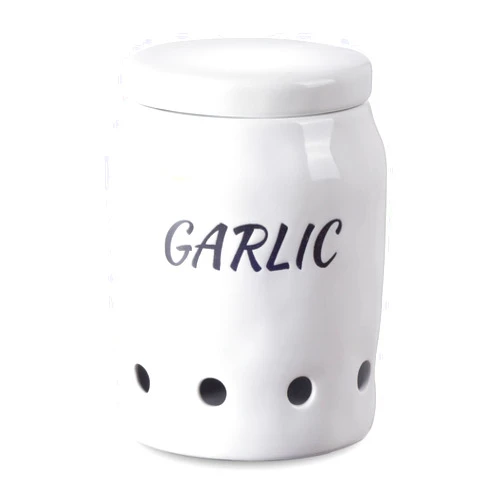 Tanirapel Ceramic Garlic Keeper, White Garlic Saver with Porcelain Lid, Garlic Canister for Kitchen, Garlic Jar, White