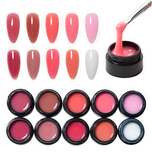 VidaRosa Joligel 10 Colors Nail Builder Gel Clear Hard Gel Nail Extension Gel Set Nail Strengthen Gel Nail Art Manicure Set Pink Nude Nail Enhancement French Manicure Kit 10 colours
