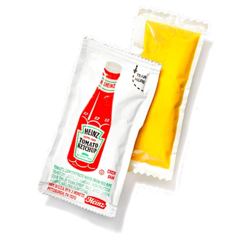 Concession Essentials Condiment Packets Ketchup and Mustard, 200 Total (100 Each Flavor), 0.3 Ounce (Pack of 100), 0.2 Ounce (Pack of 100)