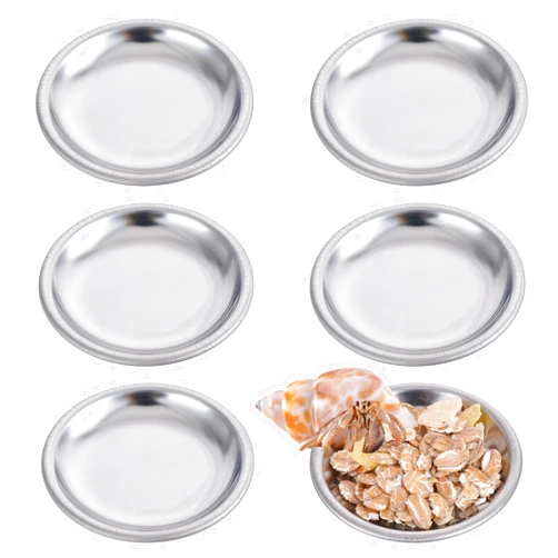 SynHHergyx 6 Pcs Hermit Crab Food and Water Bowl Hermit Crab Small Water Dish Tiny Stainless Steel Feeding Dish for Hermit Crab Snail Gecko Insect