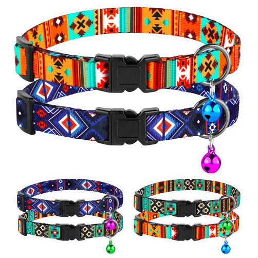 BUDKAS MUROM Cat Collar Breakaway 2PCS Adjustable Pattern Tribal Aztec Southwest Safety Pet Collars for Cats Kitten (Southwest + Aztec)